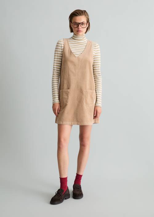 beige corduroy dress Sleeveless A-Line made of stretch cotton - | Mini dresses linen Zara Blue Eyelet Dress Colour:Multicolor Crafted from soft yet