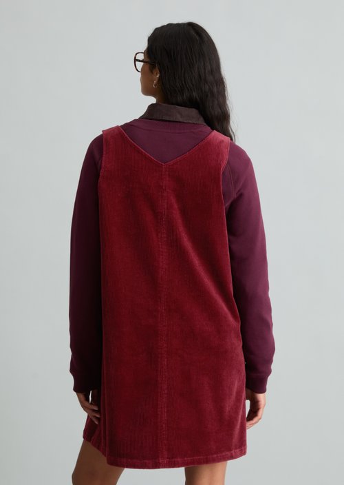 Sleeveless A-Line Corduroy Dress — Deep Burgundy