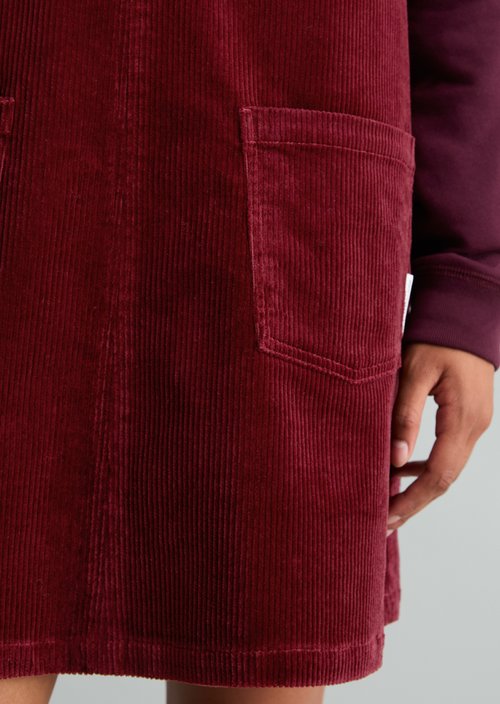 Sleeveless A-Line Corduroy Dress — Deep Burgundy