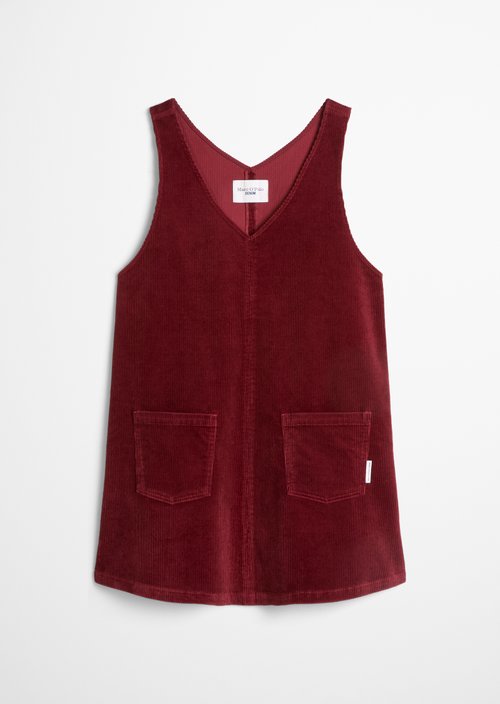 Sleeveless A-Line Corduroy Dress — Deep Burgundy