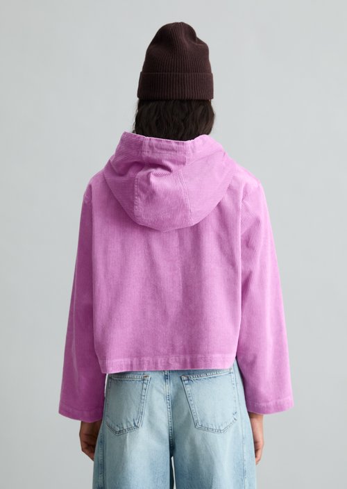 Relaxed-Fit Hooded Corduroy Blouse — Smoky Grape (alternate view)