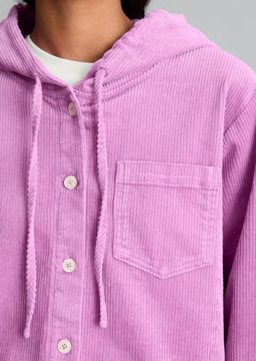 Kapuzen-Cordbluse relaxed Smoky Grape in Detailansicht