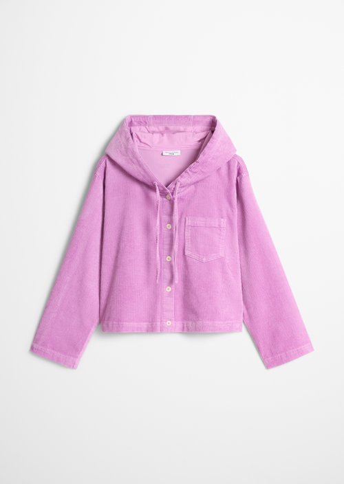 Relaxed-Fit Hooded Corduroy Blouse — Smoky Grape