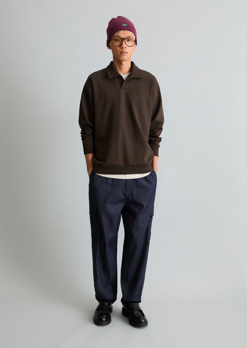 Regular-Fit Polo Sweatshirt — Chocolate Brown