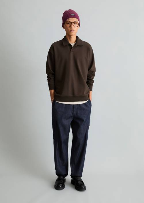Sweat-shirt polo coupe classique Chocolate Brown en vue de face