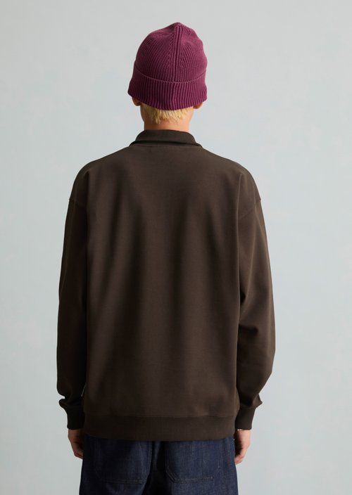 Regular-Fit Polo Sweatshirt — Chocolate Brown