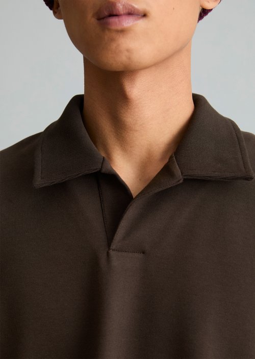 Regular-Fit Polo Sweatshirt — Chocolate Brown