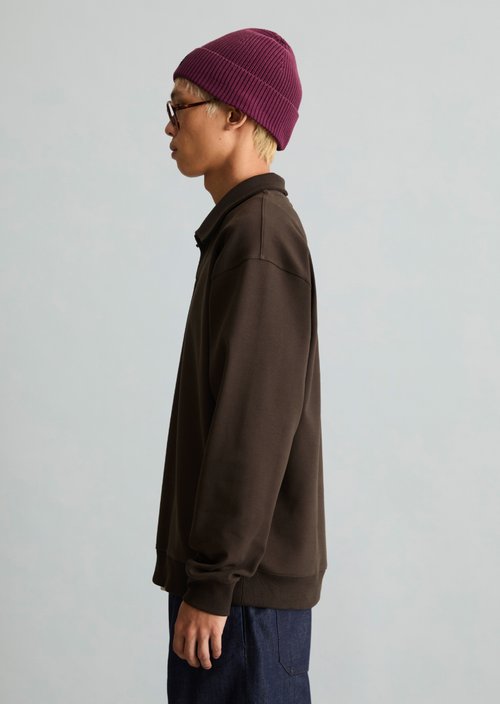 Regular-Fit Polo Sweatshirt — Chocolate Brown
