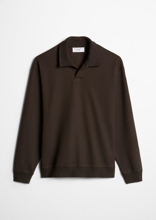 Regular-Fit Polo Sweatshirt — Chocolate Brown