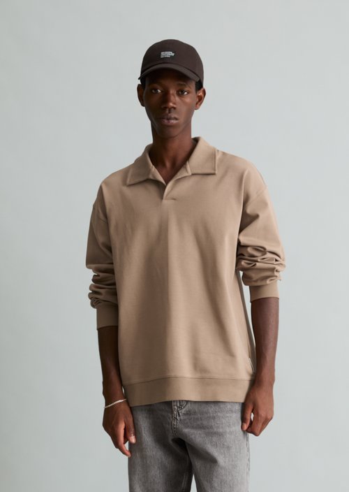 Regular-Fit Polo Sweatshirt — Cold Taupe