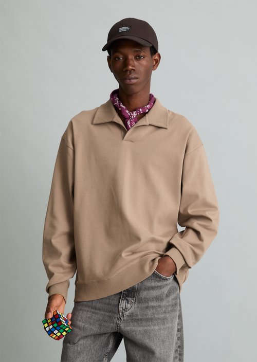 Regular-Fit Polo Sweatshirt — Cold Taupe