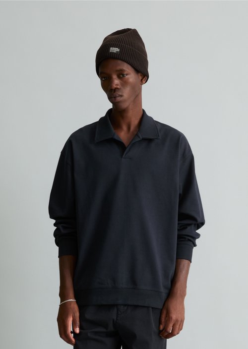 Regular-Fit Polo Sweatshirt — Dark Navy