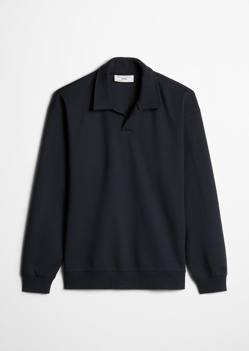 Regular-Fit Polo Sweatshirt — Dark Navy