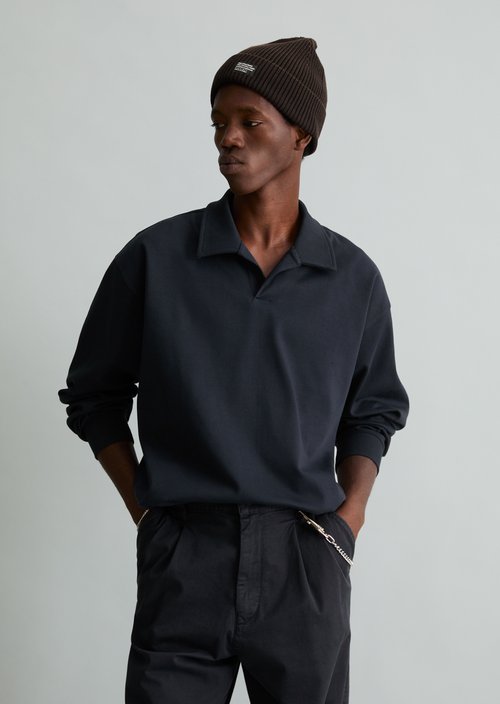 Regular-Fit Polo Sweatshirt — Dark Navy
