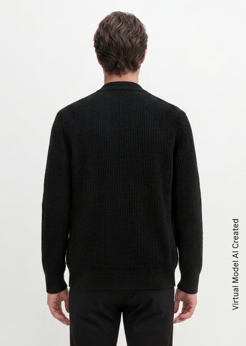 Regular-Fit Cardigan — Black (alternate view)