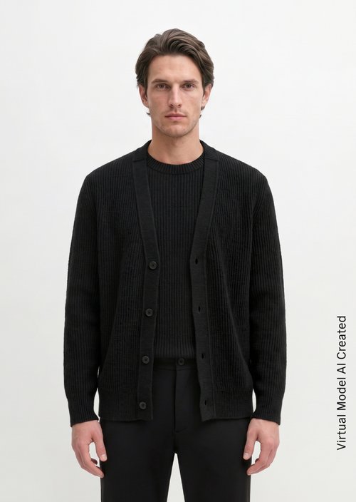Regular-Fit Cardigan — Black