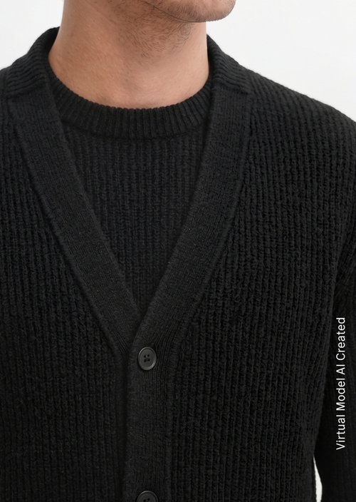Regular-Fit Cardigan — Black