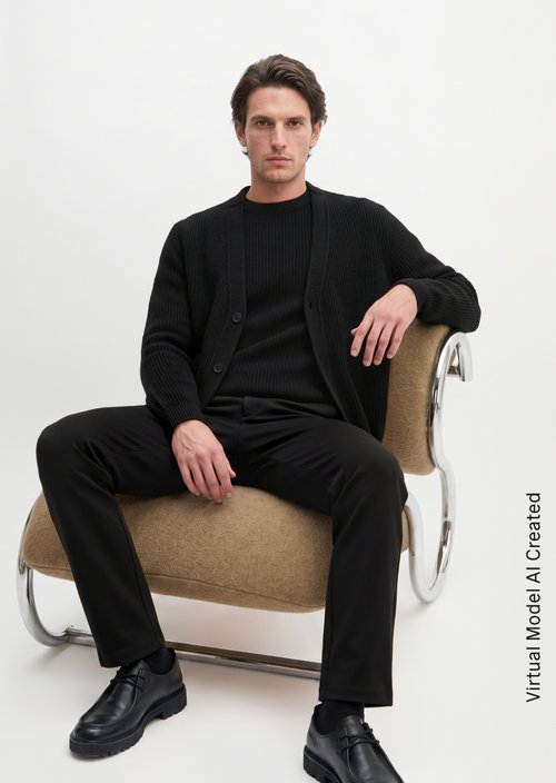 Regular-Fit Cardigan — Black
