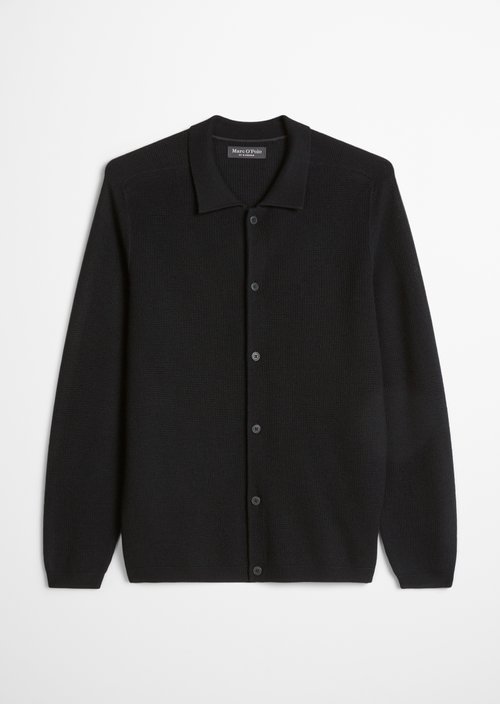 Regular-Fit Polo Cardigan — Black