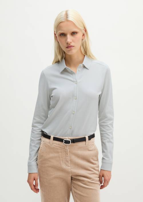 Jersey-Poloshirt regular Frosty Blue in Frontalansicht