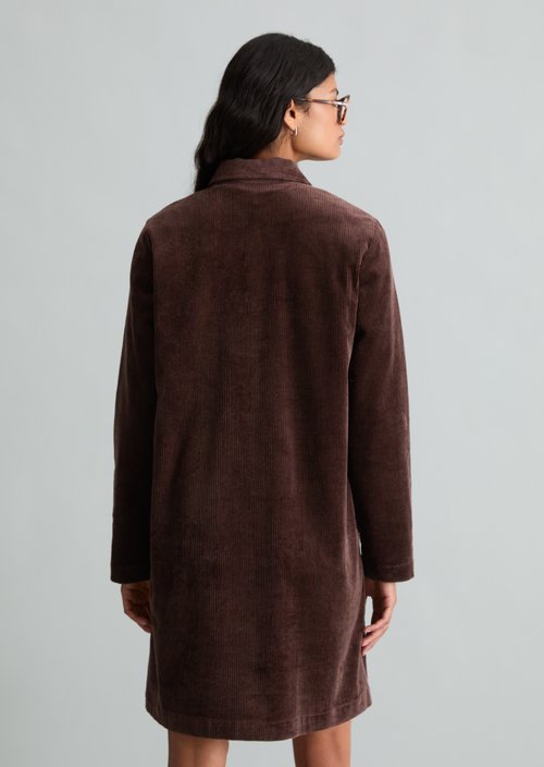 A-Line Corduroy Dress — Espresso Brown