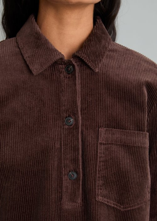 A-Line Corduroy Dress — Espresso Brown