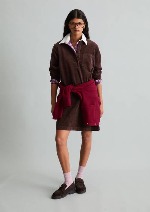 Robe en velours côtelé, coupe trapèze Espresso Brown en vue de face