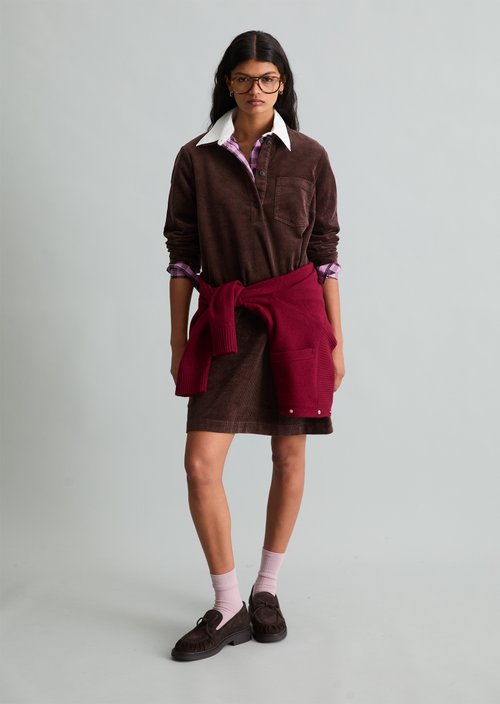 A-Line Corduroy Dress — Espresso Brown