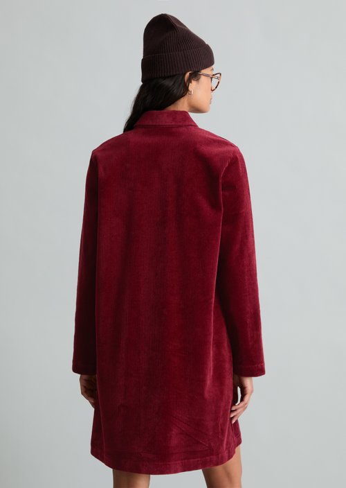 A-Line Corduroy Dress — Deep Burgundy