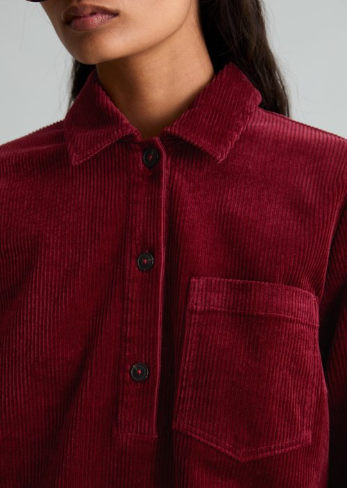 A-Line Corduroy Dress — Deep Burgundy