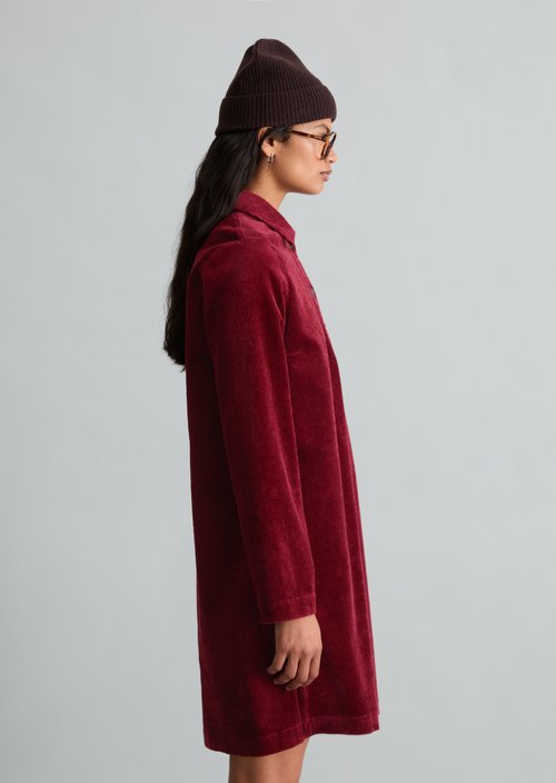 A-Line Corduroy Dress — Deep Burgundy