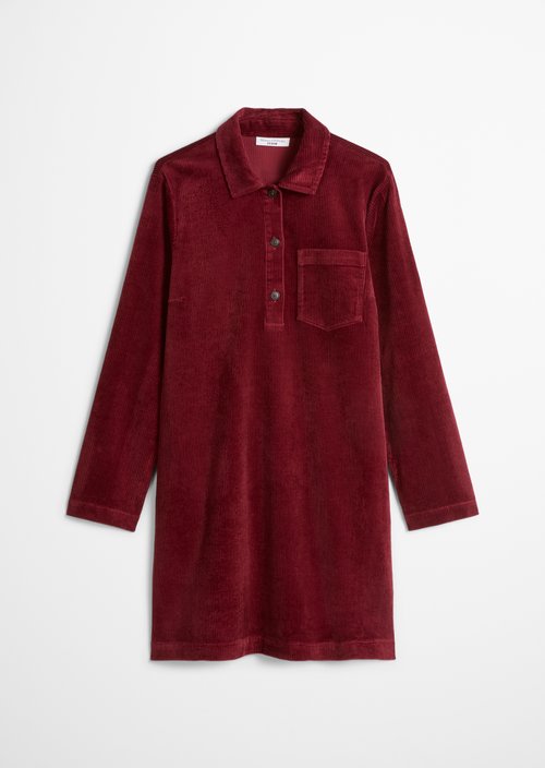 A-Line Corduroy Dress — Deep Burgundy