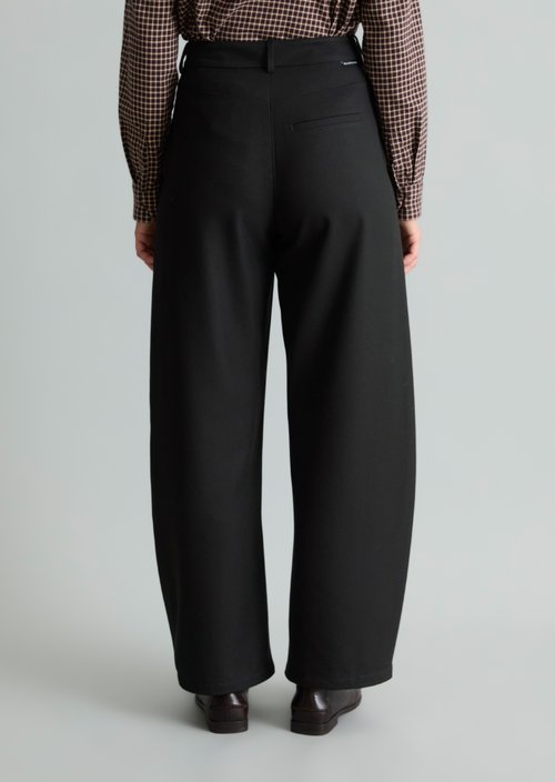 Wide-leg twill pants — Black