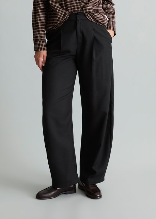 Wide-leg twill pants — Black