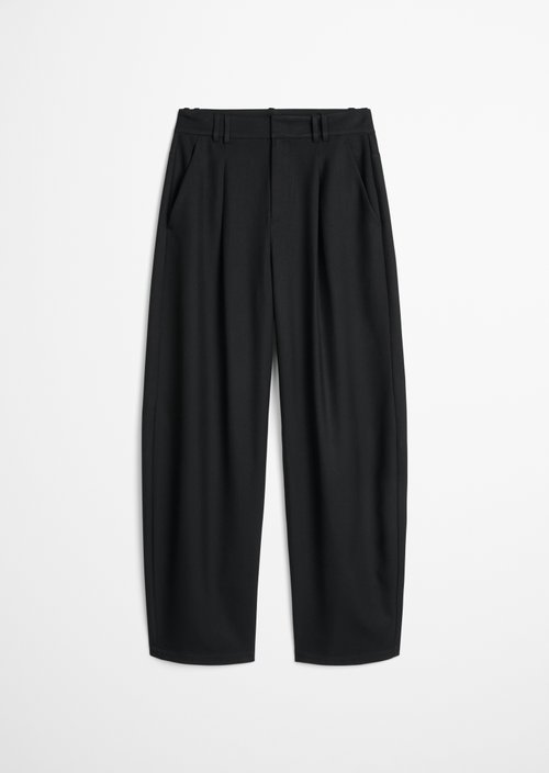 Wide-leg twill pants — Black