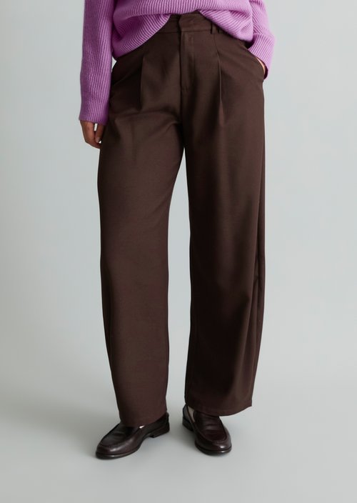 Wide-leg twill pants — Espresso Brown