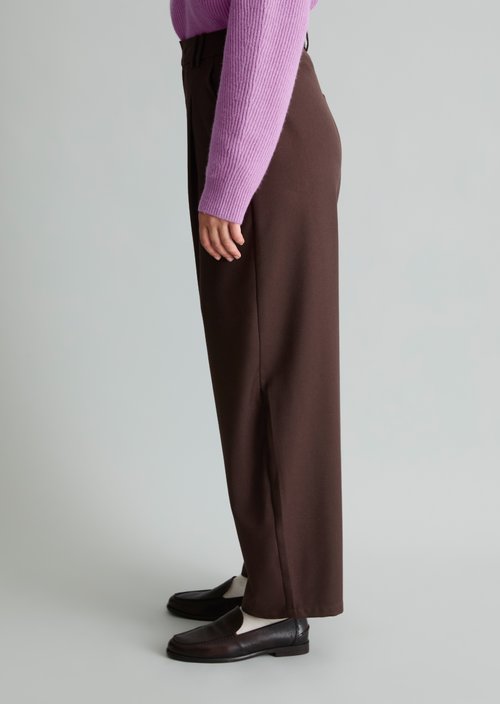 Wide-leg twill pants — Espresso Brown