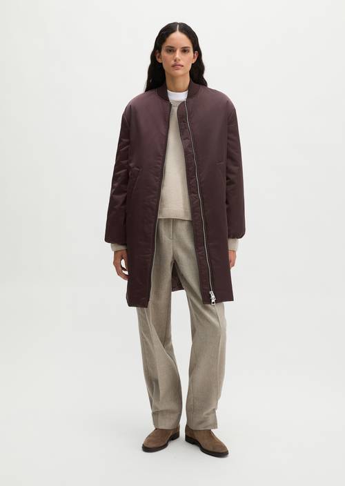 Regular aviator-style blouson coat Black Cherry in front view