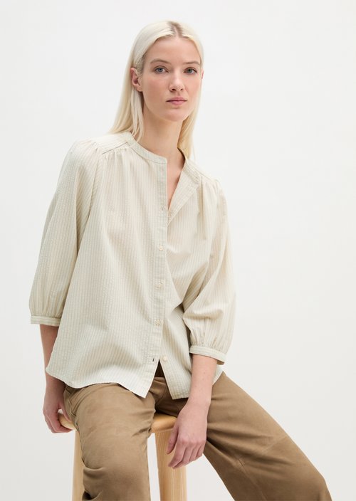 Striped blouse A-shape — Offwhite