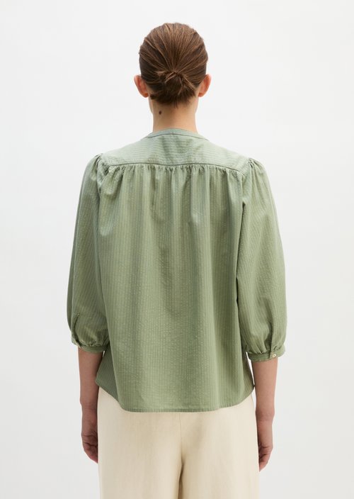 Striped blouse A-shape — Medium Green