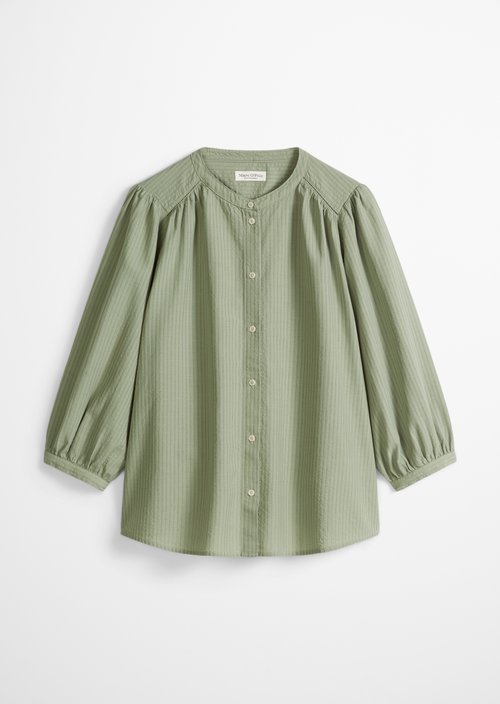 Striped blouse A-shape — Medium Green