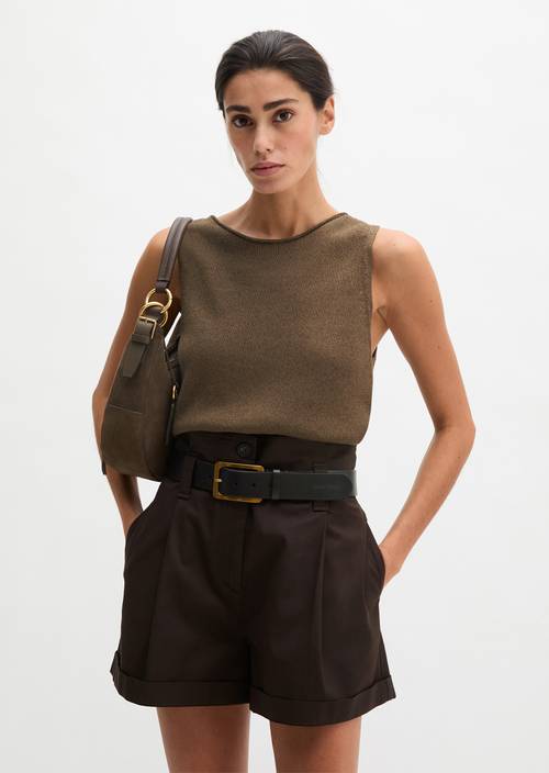 Sleeveless sweater regular Burnt Coffee Melange in front view