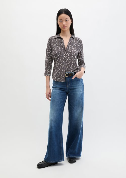 Regular print jersey blouse — Medium Grey