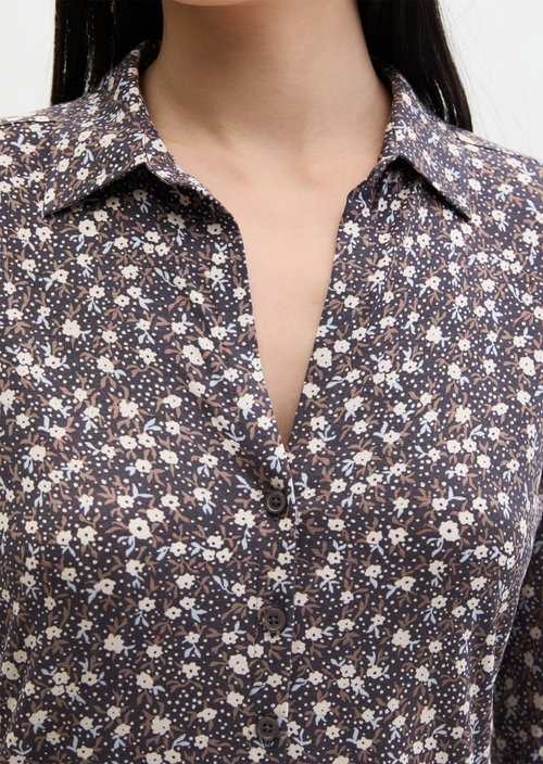 Regular print jersey blouse — Medium Grey