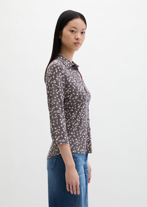 Regular print jersey blouse — Medium Grey