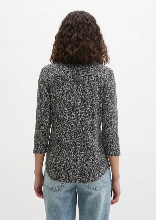 Regular print jersey blouse — Dark Brown