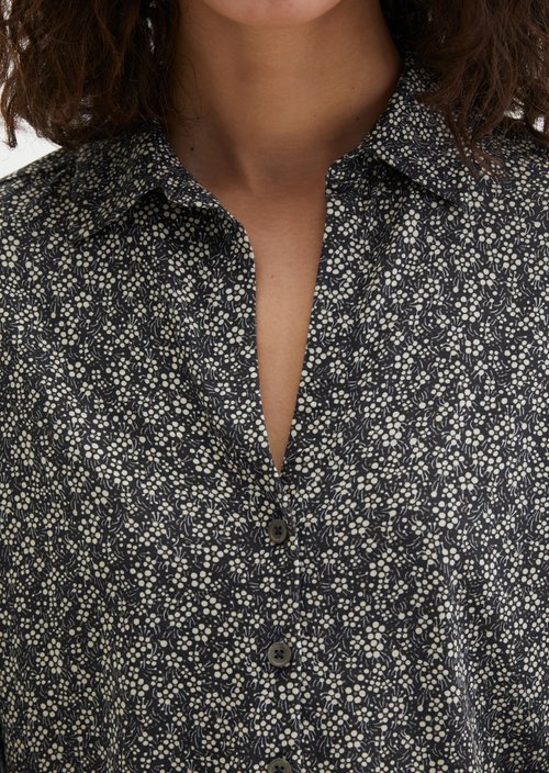 Regular print jersey blouse — Dark Brown