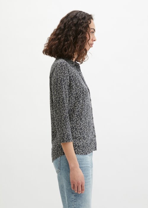 Regular print jersey blouse — Dark Brown