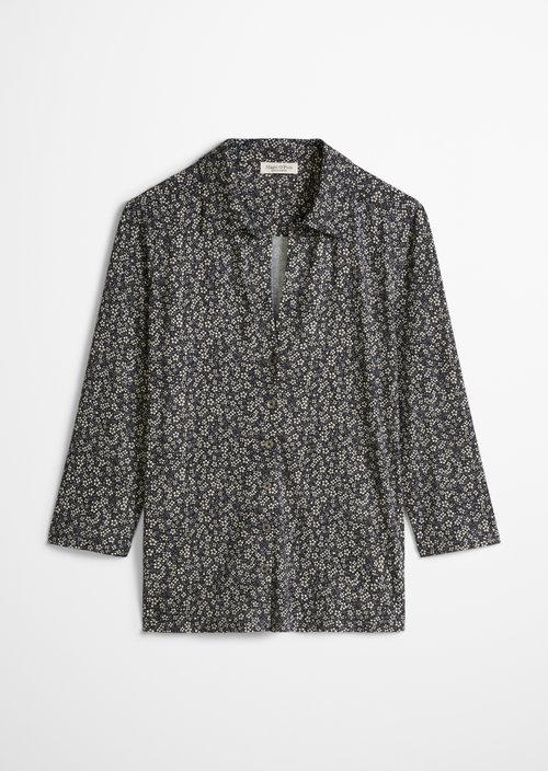 Regular print jersey blouse — Dark Brown