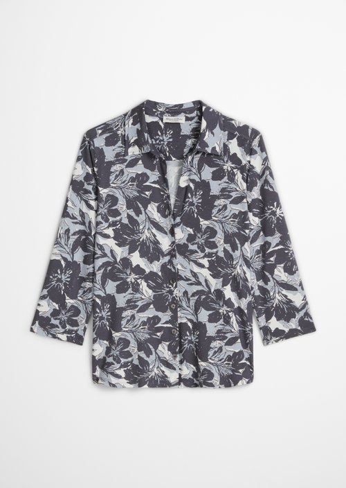 Regular print jersey blouse — Dark Blue